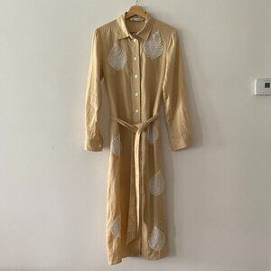 Zara Embroidered Linen Dress w/ Belt Size M